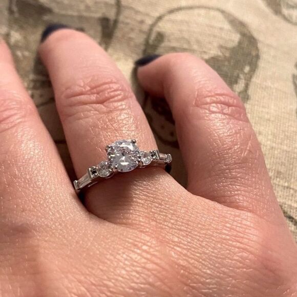 -The WithThese Rings 925 Silver Ring W/White Sapphire Set sz 6 - Picture 2 of 8